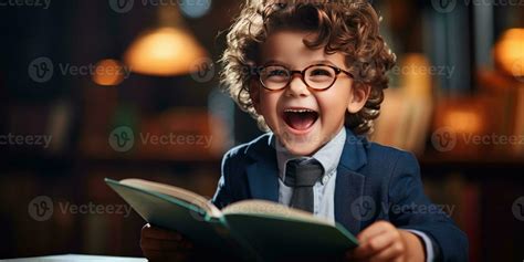 boy is laughing with a book, generative AI 33551271 Stock Photo at Vecteezy