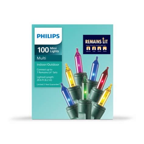 Philips 100 Ct Mini Incandescent Lights Remains Lit Multi Christmas Holiday Décor 100 Ct