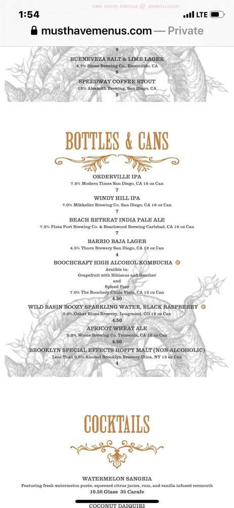 Menu at The Goat & Vine pub & bar, Temecula