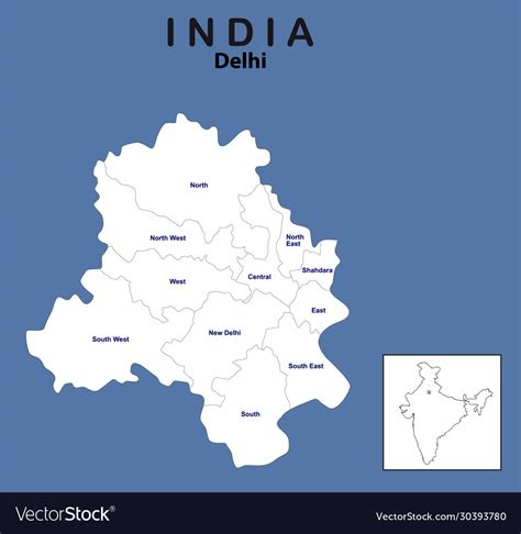 Delhi map outline delhi map with district name Vector Image