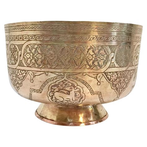 Silver Inlay Islamic Brass Water Bowl With Incised Inscriptions 16th Century For Sale At 1stdibs