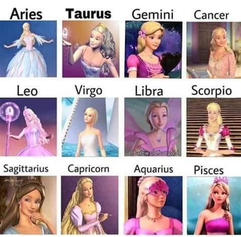 Signos zodiacales Barbie 💕 | Disney princess fan art, Barbie movies, Barbie