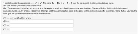 Solved 1 ﻿point ﻿consider The Paraboloid Z X2 Y2 ﻿the