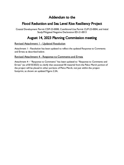 Fillable Online Addendum To The Flood Reduction And Sea Level Rise