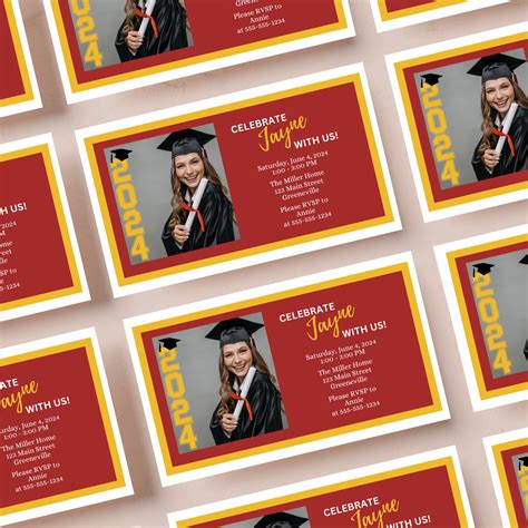 Graduation Party Insert Card Template Grad Invitation Enclosure