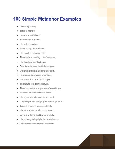 Metaphor - 100+ Examples, How to Use, PDF