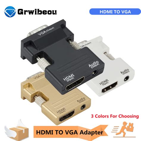 05m Noir avec 2 câbles Câble adaptateur HDMI vers VGA mâle vers