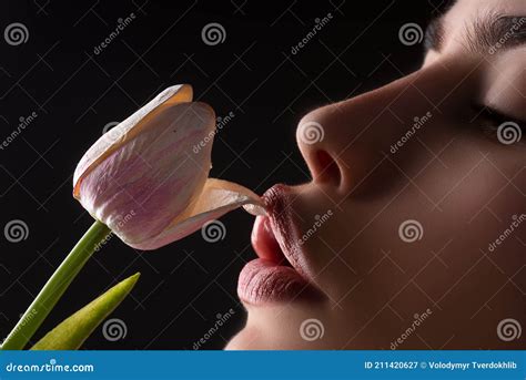 Female Lips And Spring Flower Woman Mouth And Flowers Oral Sex