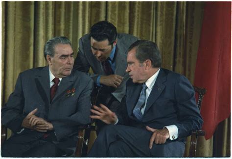 Richard M Nixon And Leonid Brezhnev Meeting During The Soviet Premier