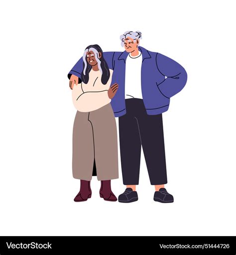 Modern Old Lesbian Couple Standing Hug Together Vector Image