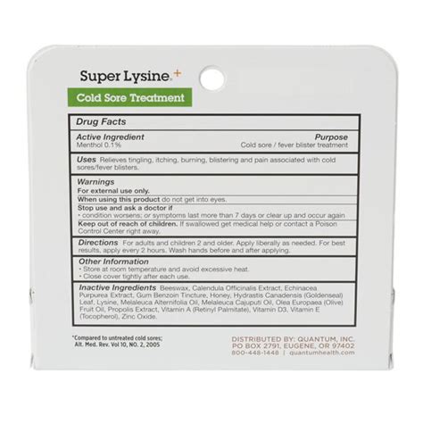 Quantum Health Super Lysine Cold Sore Treatment G Healthquest Ltd