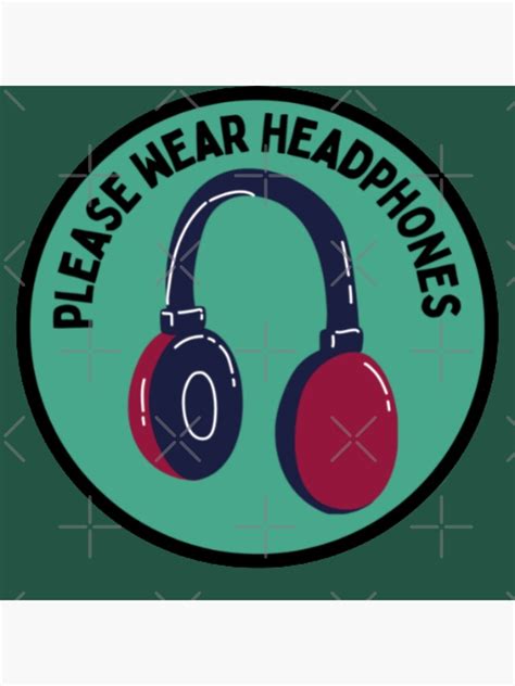 Please Wear Headphones Round Typography Illustration Art Print By