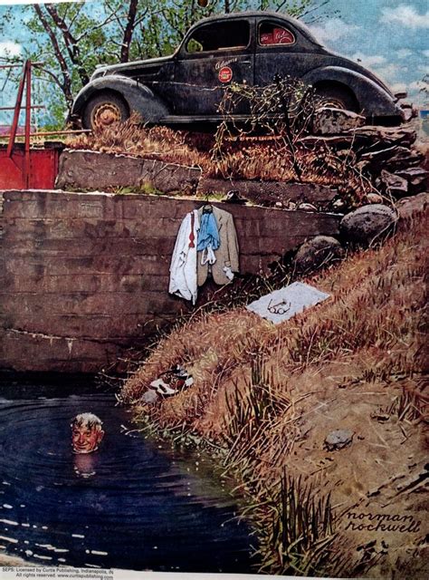 The Swimming Hole 1945 By Norman Rockwell For The Saturday Evening