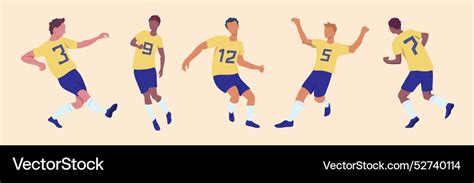 Cartoon soccer teams players characters set Vector Image