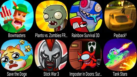 Bowmasters Plants Vs Zombies Rainbow Survival 3D Payback 2 Save The