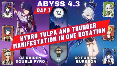 NEW Abyss 4 3 C3 Raiden Double Pyro C0 Nahida C0 Furina C0 Yelan