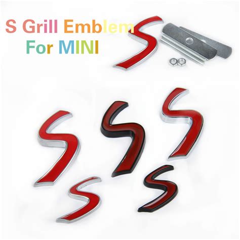 1 Pcs 3d Letters S Emblem Car Stickers Grille Badge For Mini Cooper S