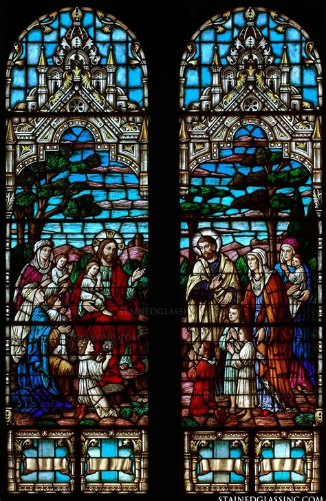 Jesus Called The Children Religious Stained Glass Window