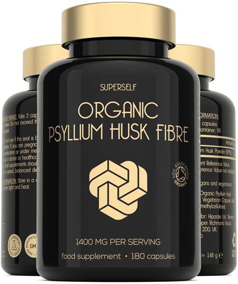 Organic Psyllium Husks Capsules 1400mg Fibre Supplement For Men And Women Pure Psyllium Husk