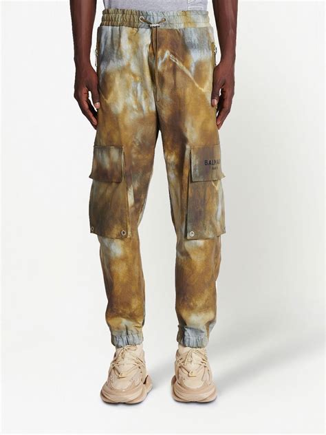 Balmain Tie Dye Print Track Pants Yellow Farfetch