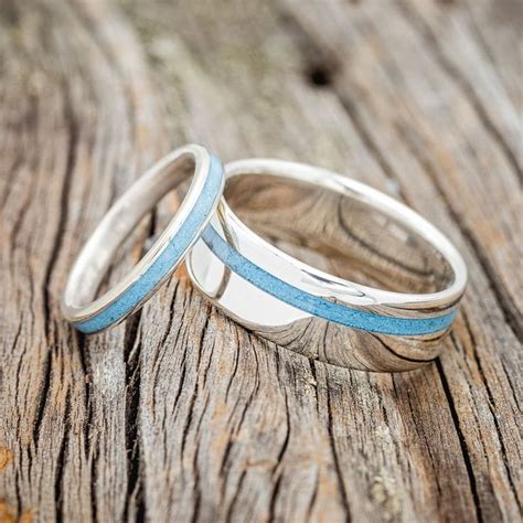 Vertigo Matching Set Of Turquoise Wedding Bands Turquoise Wedding