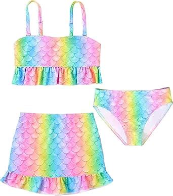 Cokbyavla Ensemble de bikini croisé torsadé à col en V pour filles avec jupe couvrante maillot