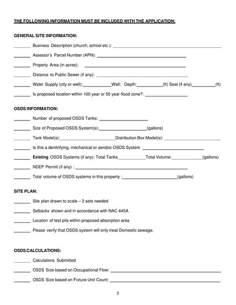 Nevada Onsite Sewage Disposal System Osds Application For Design Plan