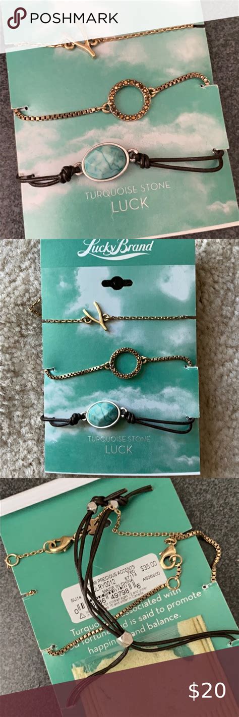 New Bracelets Turquoise Pave Stones Wishbone Lucky Brand Bracelet