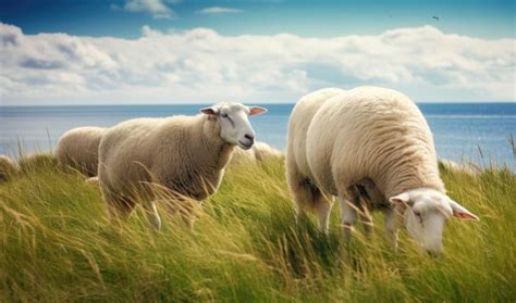 Premium Photo Lambs And Sheep On The Dutch Dike By The Lake