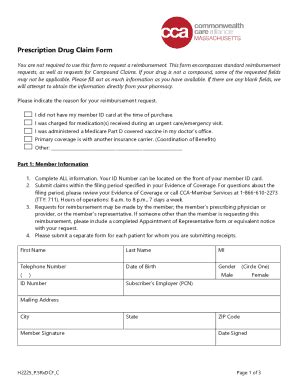 Fillable Online Prescription Drug Claim Form Fax Email Print Pdffiller