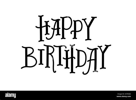 Happy Birthday Calligraphy Elegant Romantic Hand Drawn Writing Vector