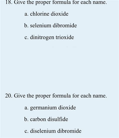 Solved Give the proper formula for each name.a. ﻿chlorine | Chegg.com