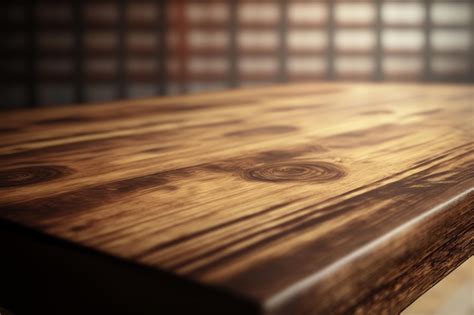 Premium AI Image | A wooden table with a dark wood top and a dark background.