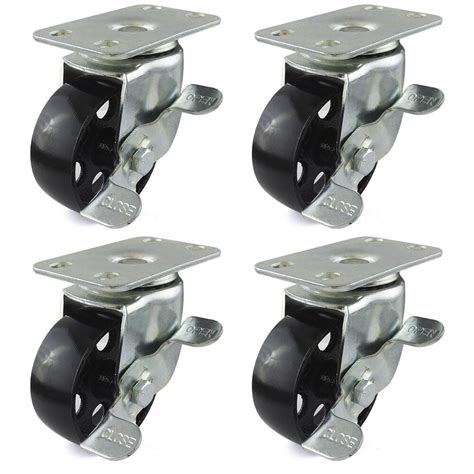 4 PC CASTERS 3 WHEELS W BRAKE 330 Lb CAPACITY Swivel Heavy Duty No