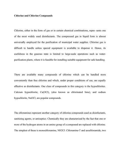 Chlorine and Chlorine Compounds - Chlorine and Chlorine Compounds ...