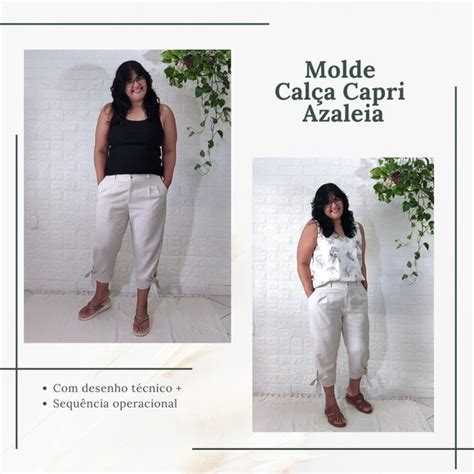 Molde em pdf Calça Capri Alfaiataria Pregas Elo7