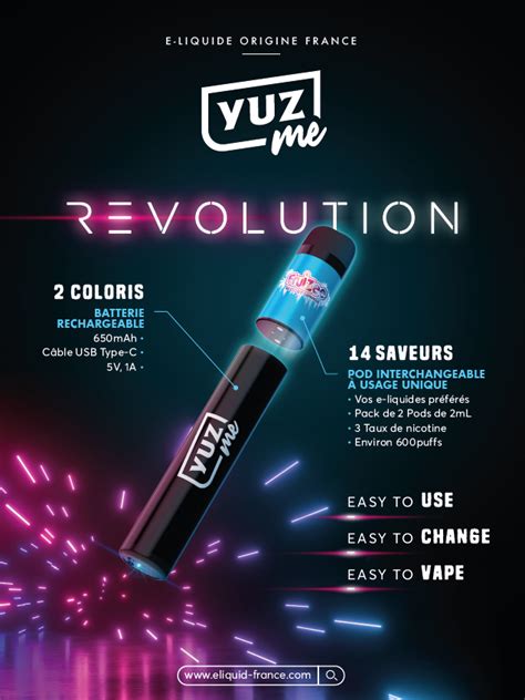 Puff Batterie Rechargeable Yuz Me Eliquid France Declinaison Noir