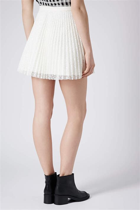 Lyst Topshop Ivory Lace Pleat Mini Skirt In White