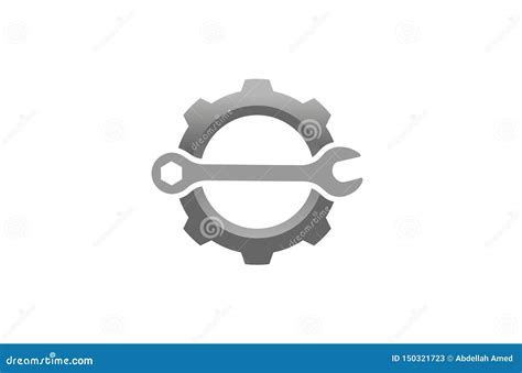 Creative Gear Wrench Logo Design Illustration Stock Vector