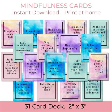 Printable Mindfulness Cards Mindfulness T Daily Mindfulness