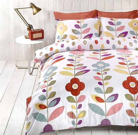 Just Contempo Retro Floral Duvet Cover Set King Multicolour Amazon