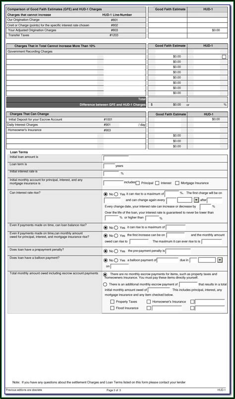 Hud 1 Fillable Form Printable Forms Free Online