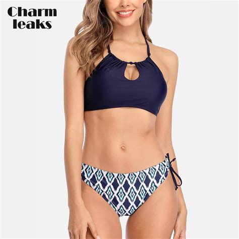 Charmleaks Women Bikini Set High Neck Sexy Swimsuit Halter Swimwear