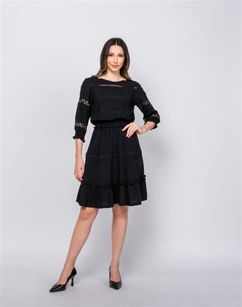 Vestido Em Viscose Magnetada C Guippir E Lastex Express O Moda Feminina