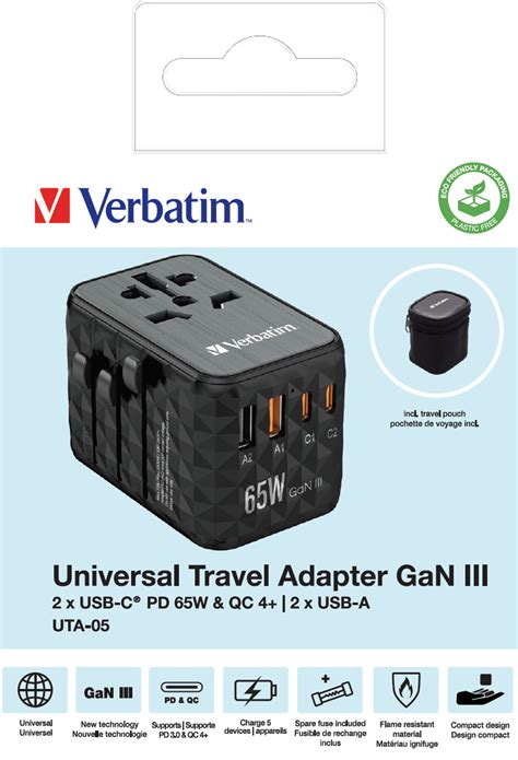 Verbatim Ladeadapter Universal Travel UTA 05 GaN III 65W 1x USB A