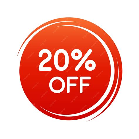 Premium Vector 20 Percent Off Discount Sticker Red Color Round Sale