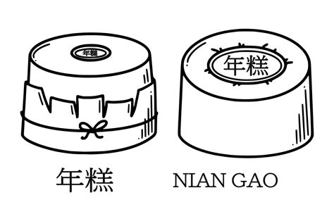 Nian gao, Chinese new year cake vector illustration. Chinese New year ...