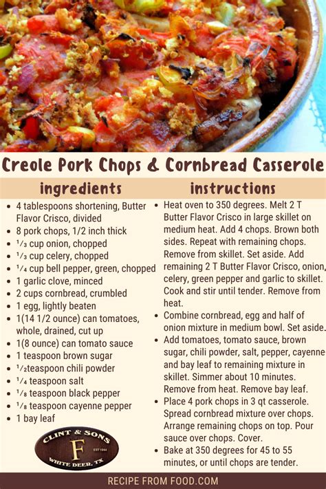 Creole Pork Chops And Cornbread Casserole