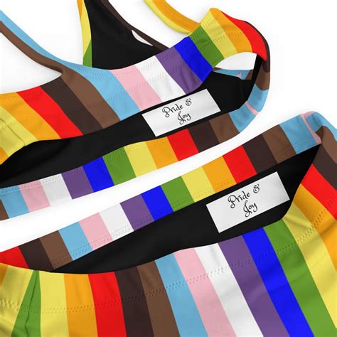 Gay Pride Flag Bikini Set Progress Pride Flag Lesbian Etsy