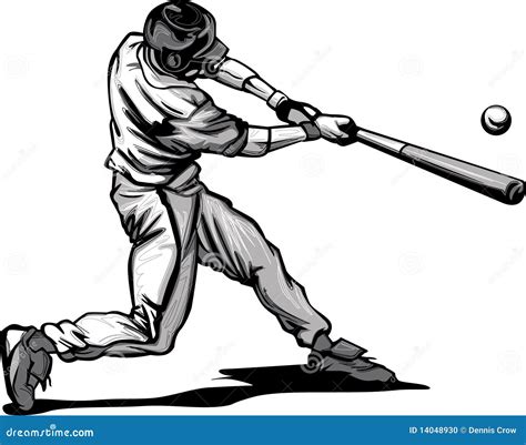 Baseball Batter Hitting Pitch Vector Image Stock Vector Illustration